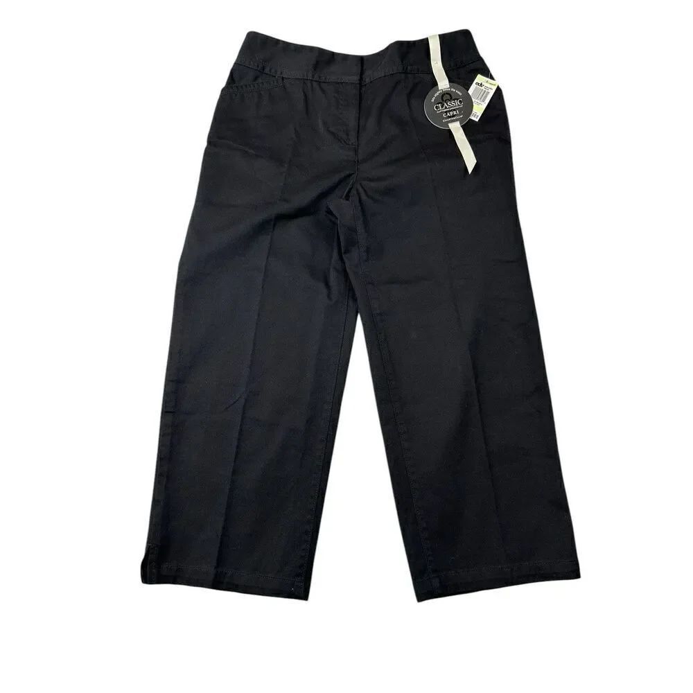 NWT NEW Charter Club Classic Fit Straight Leg Capri Pants Black Women’s Size 4